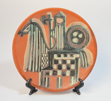 Vintage/retró/mid-century - Györgyey Zsuzsa - lovagos festésű - kerámia falidísz