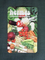 Kártyanaptár,Hermes ÁFÉSZ,zöldség,gyümölcs,csemege üzletek,Budapest, 1993   (7)