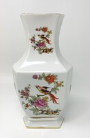 Hollóházi jelzett paradicsommadaras porcelán váza Szerencsi Cukorgyár Férfikórus 75. évf. (25cm) RZ
