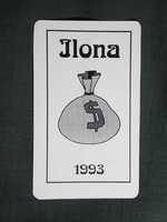Kártyanaptár,trafik,ajándék üzlet,ünnepi,romantika,névnap,Ilona,grafikai, 1993   (7)