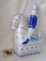 Gyönyörű, nagy méretű Hollóházi art deco Háry János/huszár lovon porcelán figura Veress Miklós terve