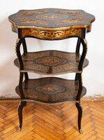French Boulle Style Three-Tier Shelf Table