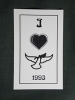 Kártyanaptár,trafik,ajándék üzlet,ünnepi,romantika,névnap,grafikai, 1993   (7)