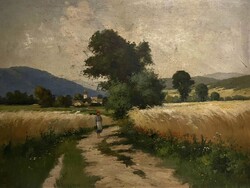 Zorkóczy Gyula (1873-1932) A poros úton - Nagy méretű, gyönyörű múltat idéző alkotás /számlát adunk/