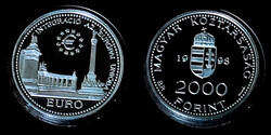 V 9152 Magyarország ezüst 2000 forint 1998 Integráció az Európai Unióba (Hősök tere) Proof
