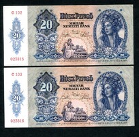 1941 20 Pengő sorszámkövető aUNC