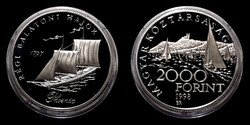 V 5458 Magyarország ezüst 2000 forint 1998 Régi balatoni hajók - Phoenix Proof