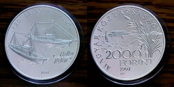 V 5037 Magyarország ezüst 2000 forint 1997 Régi balatoni hajók - Helka & Kelén Proof