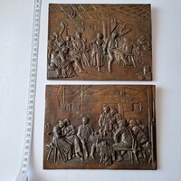 Bronz, jelenetes falikép (2 db.)