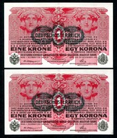 1916 1 Korona sorszámkövető UNC