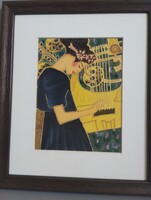 Egyedi, kézzel festett selyem kép. / Gusztáv Klimt/ Zene . Keretezve