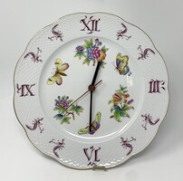 Herendi VBO Viktória mintás jelzett porcelán falióra működő szerkezettel RZ
