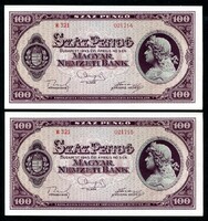 1945 100 Pengő sorszámkövető UNC