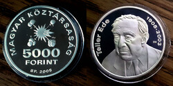 S 0838 Magyarország ezüst 5000 forint 2008 Teller Ede Proof