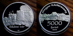 V 1782 Magyarország ezüst 5000 forint 2008 Siklós vára Proof