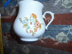 Hollóházi porcelán   hasas virágos bögre