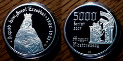 V 5741 Magyarország ezüst 5000 forint 2007 Árpád-házi Szent Erzsébet Proof