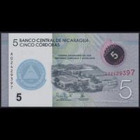 Nicaragua 5 Cordobas 2019 (2020) P-W219 Polymer emlékbankjegy UNC