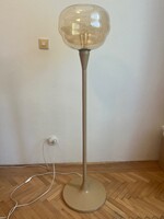Iparművészeti állólámpa bézs & mézüveg - vintage design retro mid century lámpa