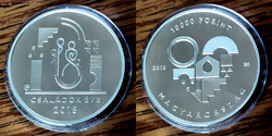 K 0987 Magyarország ezüst 10000 forint 2018 Családok éve Proof