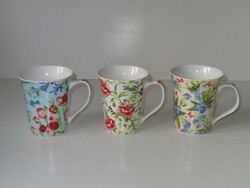 PSIE porcelán bögre, csésze ( 3 db. Rózsa, tulipán, nefelejcs )