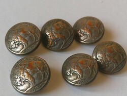 Fém five cents, bivaly figurás gomb ( 6 db. )