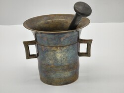 Antik nagyméretű réz mozsár törővel 2,5kg