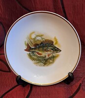 Ritka hollóházi halas porcelán tányér, falitányér 1 (M6251)