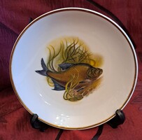Ritka hollóházi halas porcelán tányér, falitányér 4 (M62534