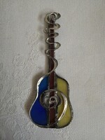 Tündéri Tiffany színes egyedi gitár karácsonyfa dísz.
