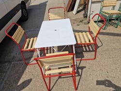 Retro vendéglátos garnitura régi éttermi szettek rakásolható vendéglátos székek régi kerti garnitúra