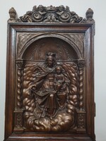 Gyönyörű, ritka, nagy méretű, rendkívül plasztikus Kármelhegyi Boldogasszony magas relief.