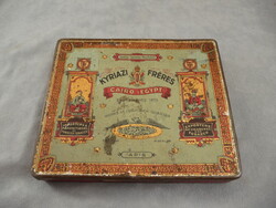 Régi fémdoboz Kyriazi Cairo Egypt cigarettás doboz egyiptomi cigisdoboz 1920 as évek pléhdoboz