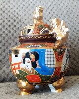 RITKA Vintage SATSUMA japán porcelán tömjén FÜSTÖLŐ (GOLD MORIAGE)