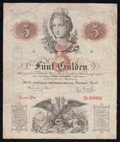 Ausztria 5 gulden 1859 (VG+)