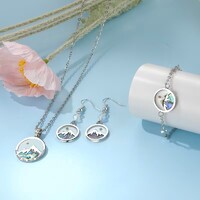 Abalone Kagyló Gyöngyházas Nyaklánc Karkötő Fülbevaló Ékszer Szett Ezüstözött Nemesfém Ékszerdoboz