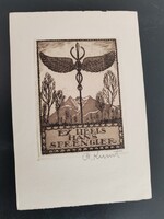 Szignózott Adolf Kunst Ex libris  kisgrafika  11x17 cm a lap mérete