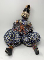 Régi hagyományos indiai 'Kathputli' kézzel készített faragott marionett báb (70cm) RZ