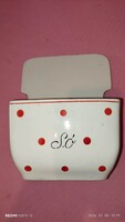 Gránit piros pöttyös fali sótartó , ritkán előforduló porcelán tetővel !!