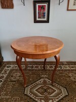 Antique Neo-Baroque Salon Table Round Rose Inlay Coffee/Playing Card Table