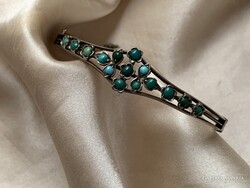 Vintage Art Nouveau Silver Turquoise Cuff Bracelet circa 1890