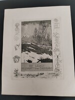 Adolf Kunst Ex libris  kisgrafika  18x22 cm a lap mérete