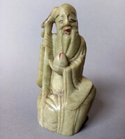 Vintage kínai keleti faragott zsírkő / jade szobor Shou Lao szobor figura faragás hosszú élet istene