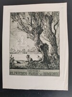 Adolf Kunst Ex libris  kisgrafika  15x19 cm a lap mérete