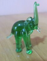 Régi retro miniatűr muránói stílusú zöld üveg elefánt figura szerencsehozó 6 cm kabala
