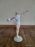 Ritka Wallendorf porcelán tornászlány figura