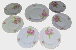 Old Zsolnay Rose Pattern Dessert Set 6+1