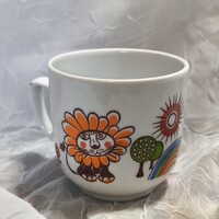 Retró Hollóházi oroszlánmintás, ritkább, mesejelenetes csésze, bögre