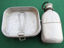 Horthy honvéd csajka és kulacs pohárral