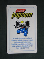 Kártyanaptár,Gaskó Popcorn gépek alapanyagok üzlet,Miskolc,grafikai,elefánt, 1996   (7)